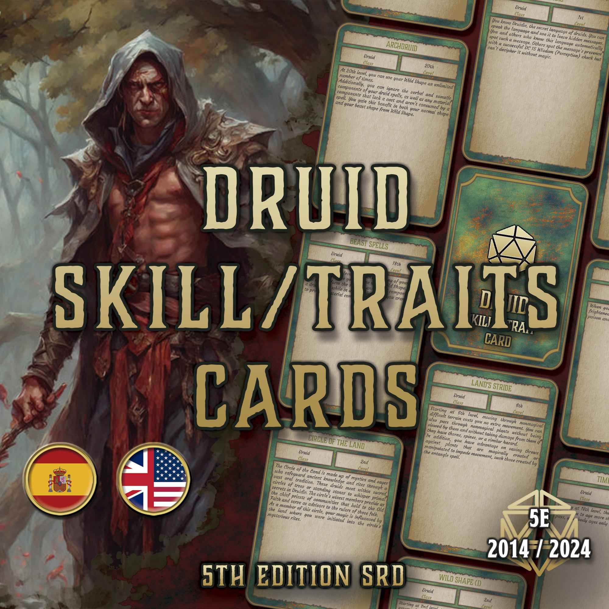 Cartas De Rasgos Y Habilidades DnD 5E Druida 2014 Y 2024 Imprimible Digital