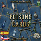 Cartas venenos de Cibola Designs para juegos de rol con ilustraciones de frascos y efectos de veneno