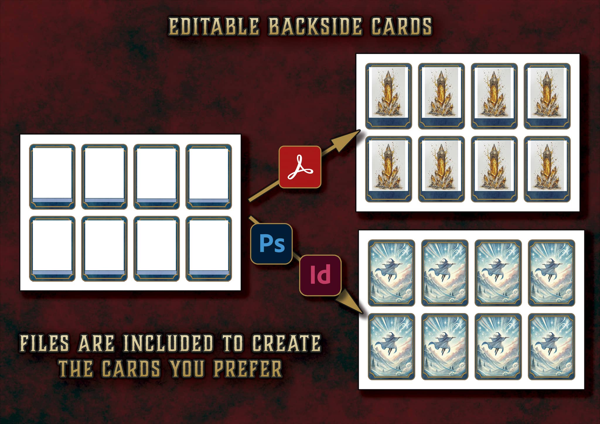 Cartas venenos digitales editables con diseños personalizables para crear tus propias cartas