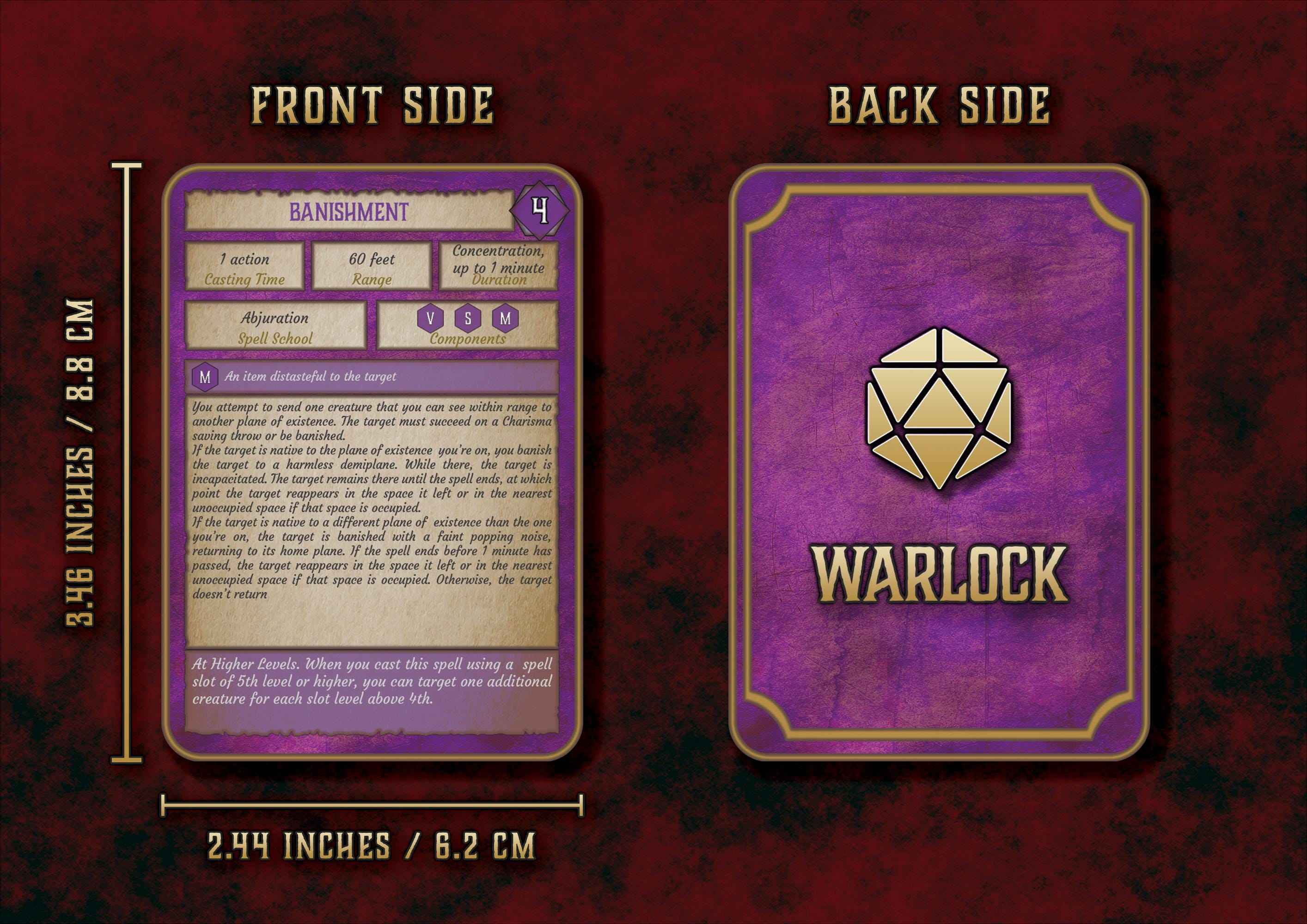 Cartas De Conjuros DnD 5E Brujo 2014 Y 2024 Imprimible Digital