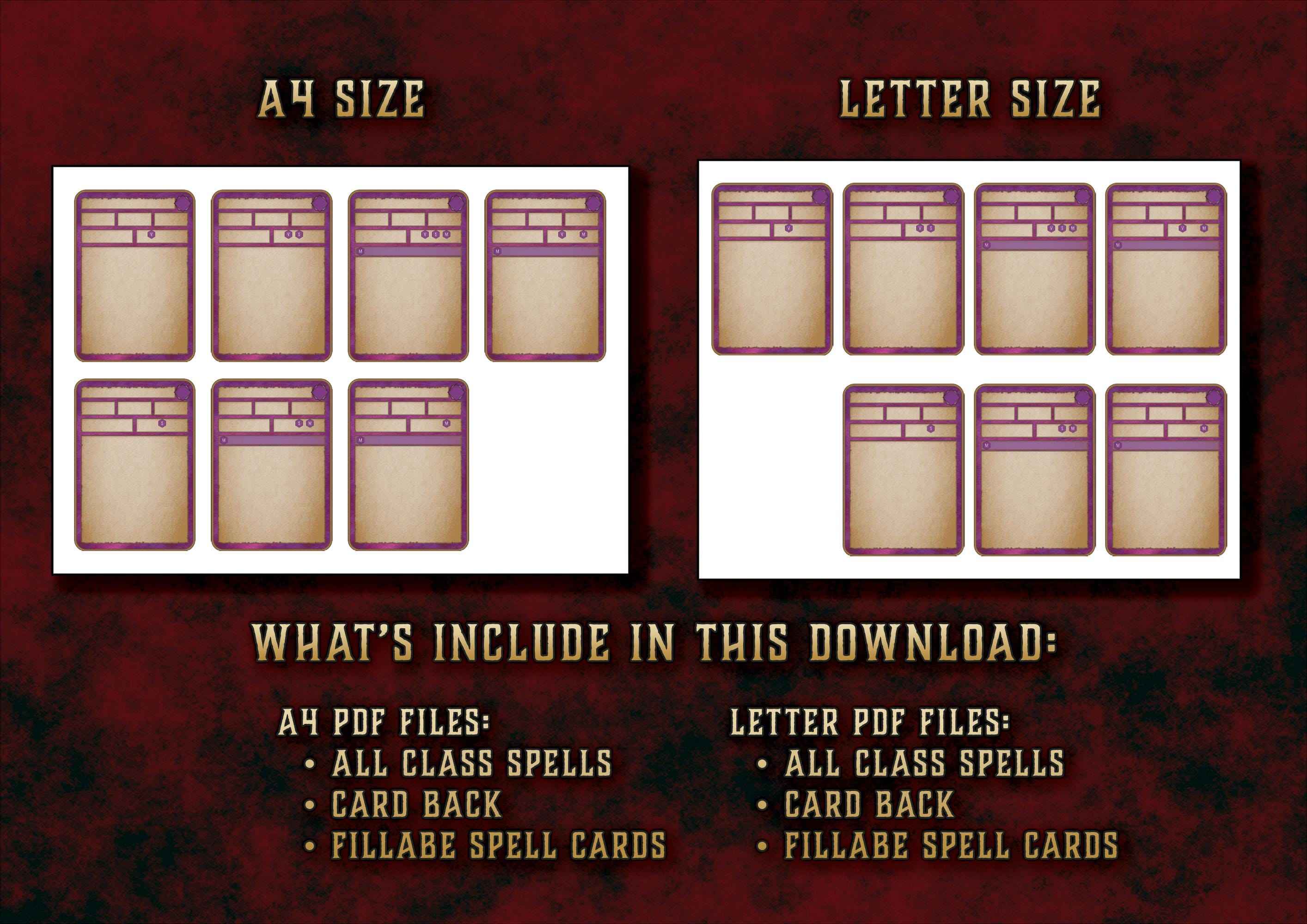 Cartas De Conjuros DnD 5E Brujo 2014 Y 2024 Imprimible Digital