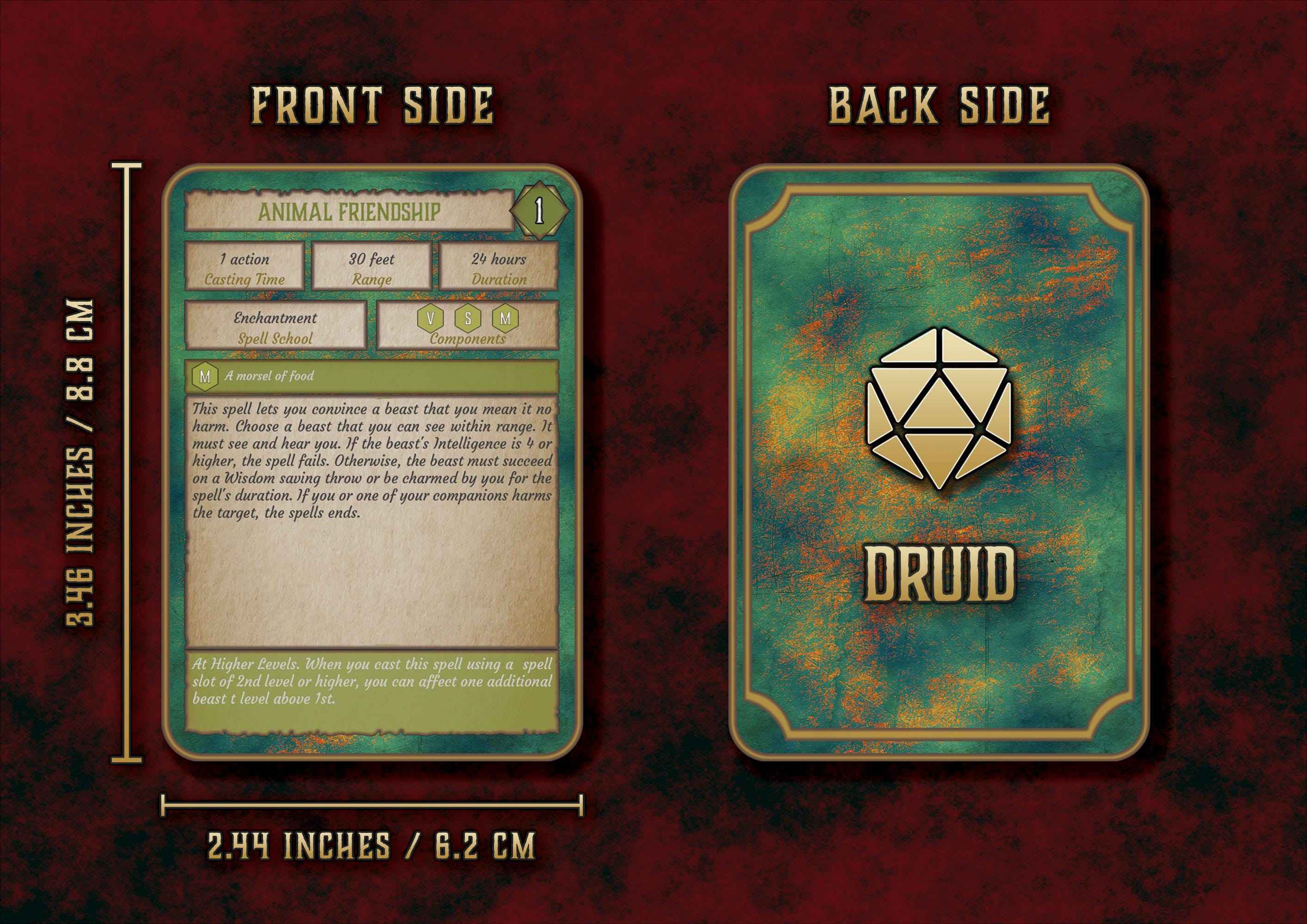 Cartas De Conjuros DnD 5E Druida 2014 Y 2024 Imprimible Digital