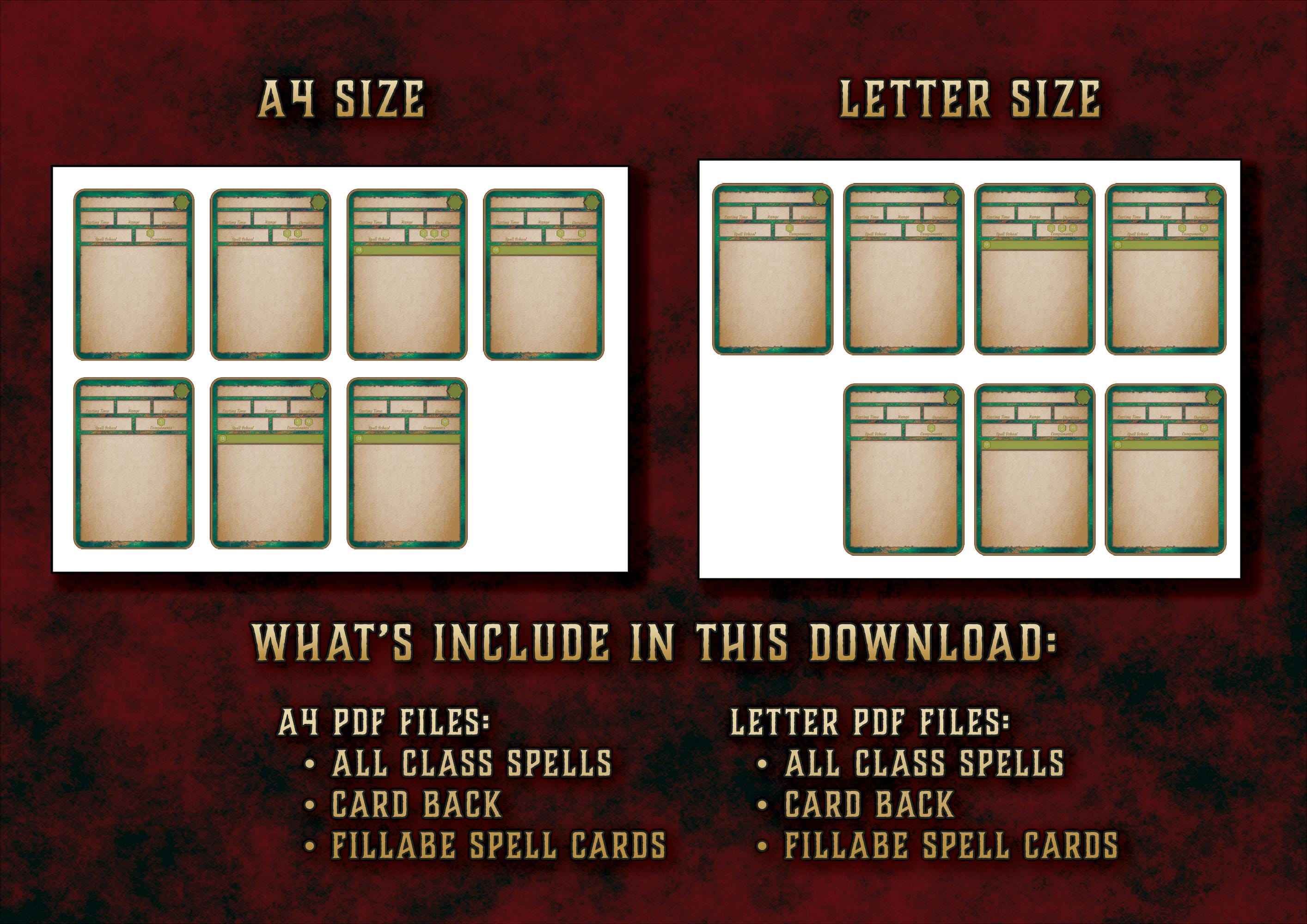 Cartas De Conjuros DnD 5E Druida 2014 Y 2024 Imprimible Digital