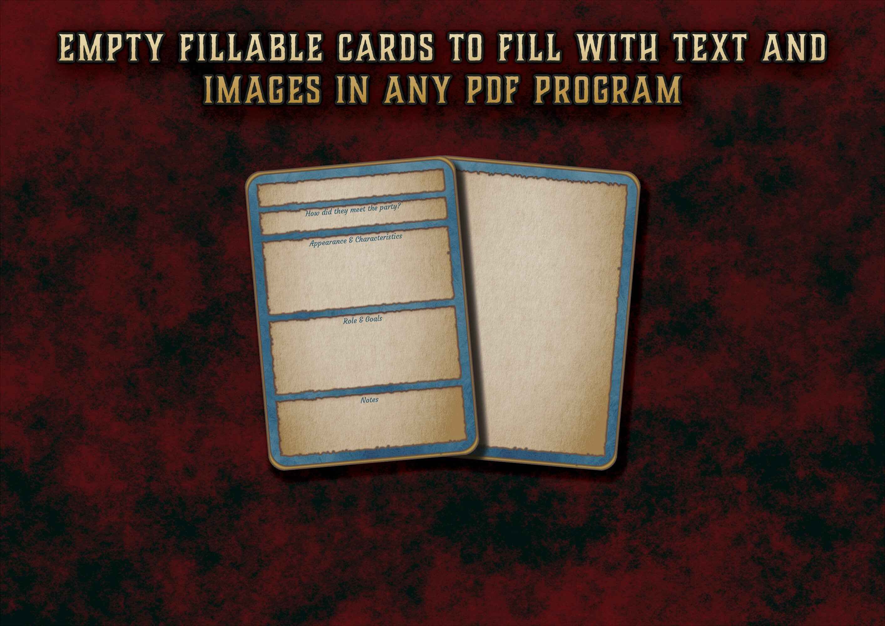 Cartas Editables Para PNJs DnD 5E 2014 Y 2024 Imprimible Digital