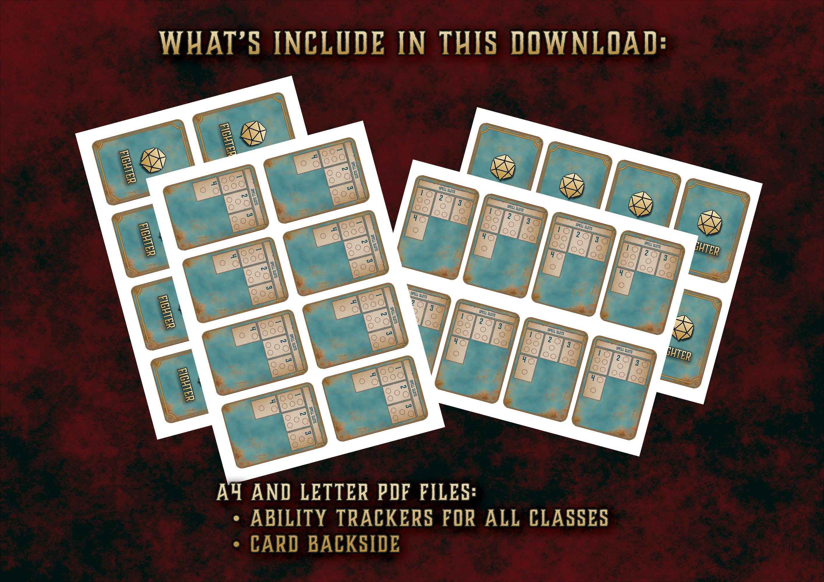 Cartas De Seguimiento De Habilidades DnD 5E 2014 Y 2024 Imprimible Digital