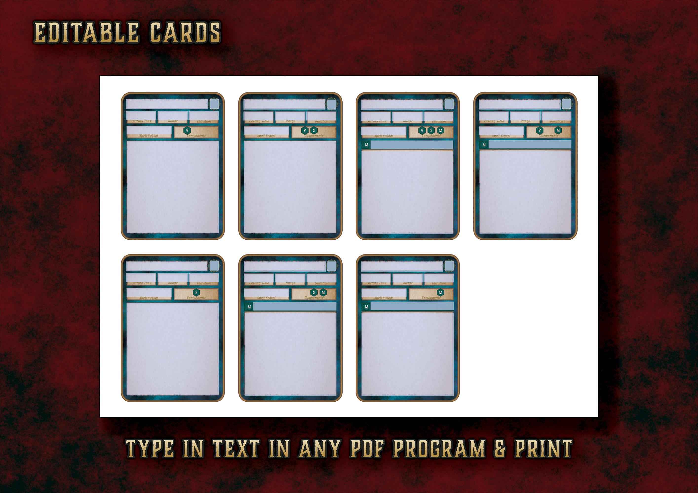 Paquete Cartas De Conjuros DnD 5E 2014 Y 2024 Imprimible Digital