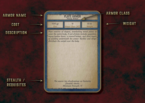 Cartas De Armaduras DnD 5E 2014 Y 2024 Imprimible Digital