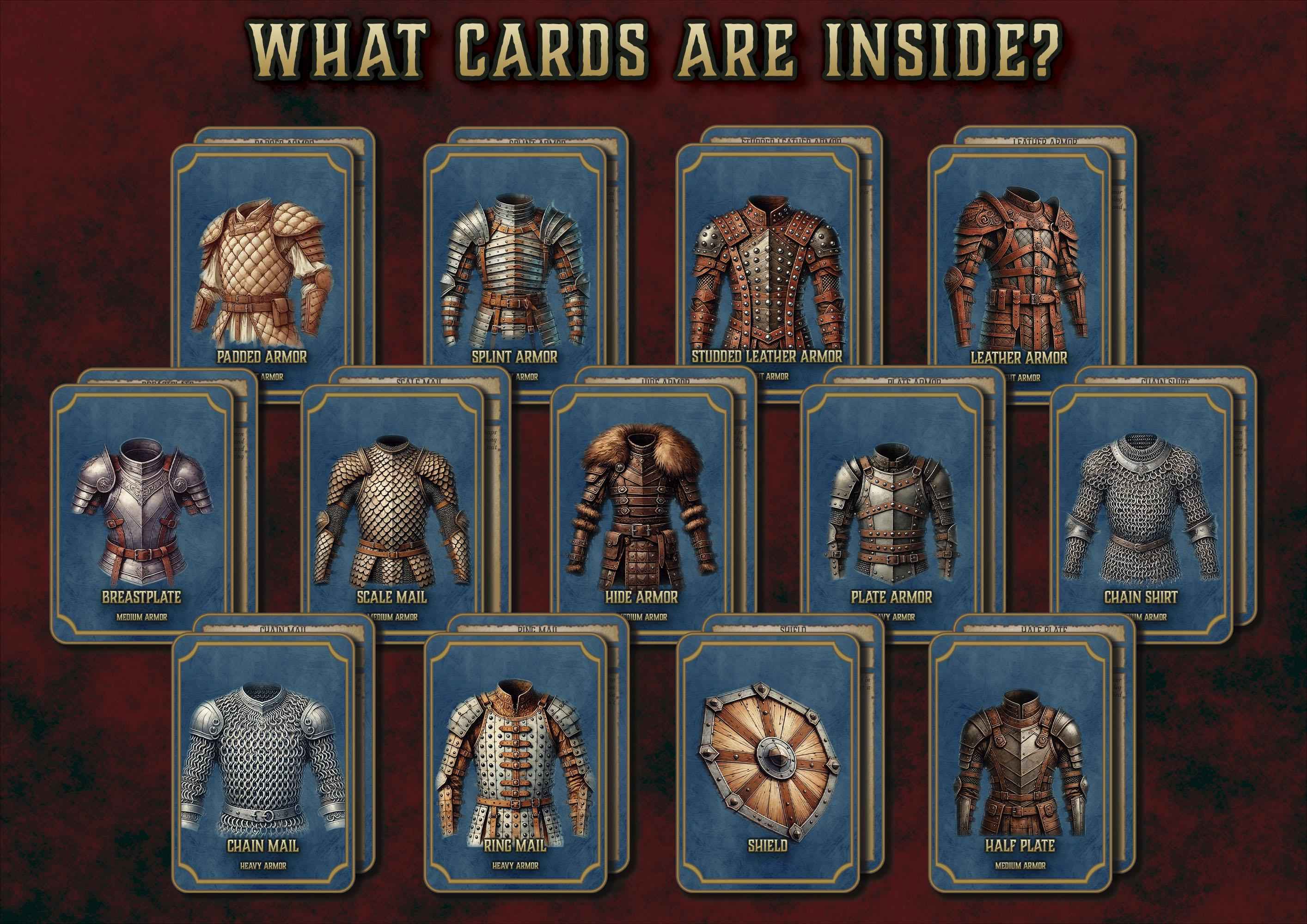 Cartas De Armaduras DnD 5E 2014 Y 2024 Imprimible Digital