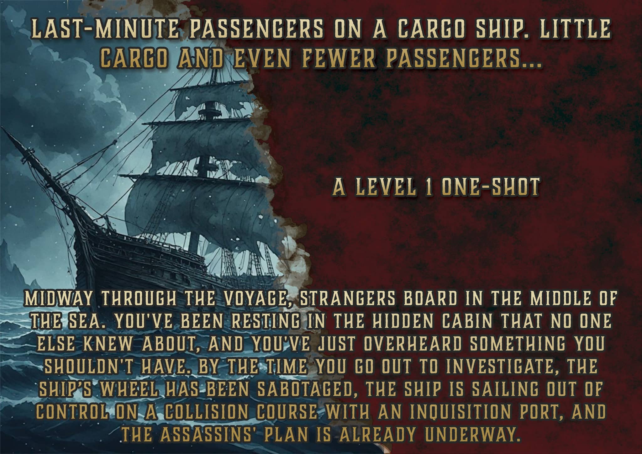 D&D 5E A Level 1 One-Shot aventuras en un barco carguero con misterio y peligros ocultos