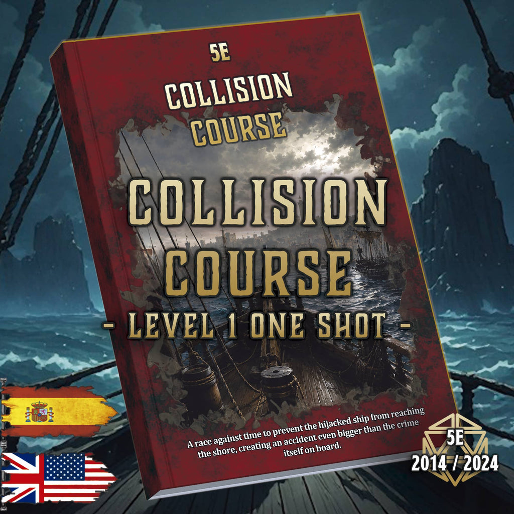 Libro Collision Course nivel 1 One-Shot para D&D 5E 2014 con temática de aventura y misterio