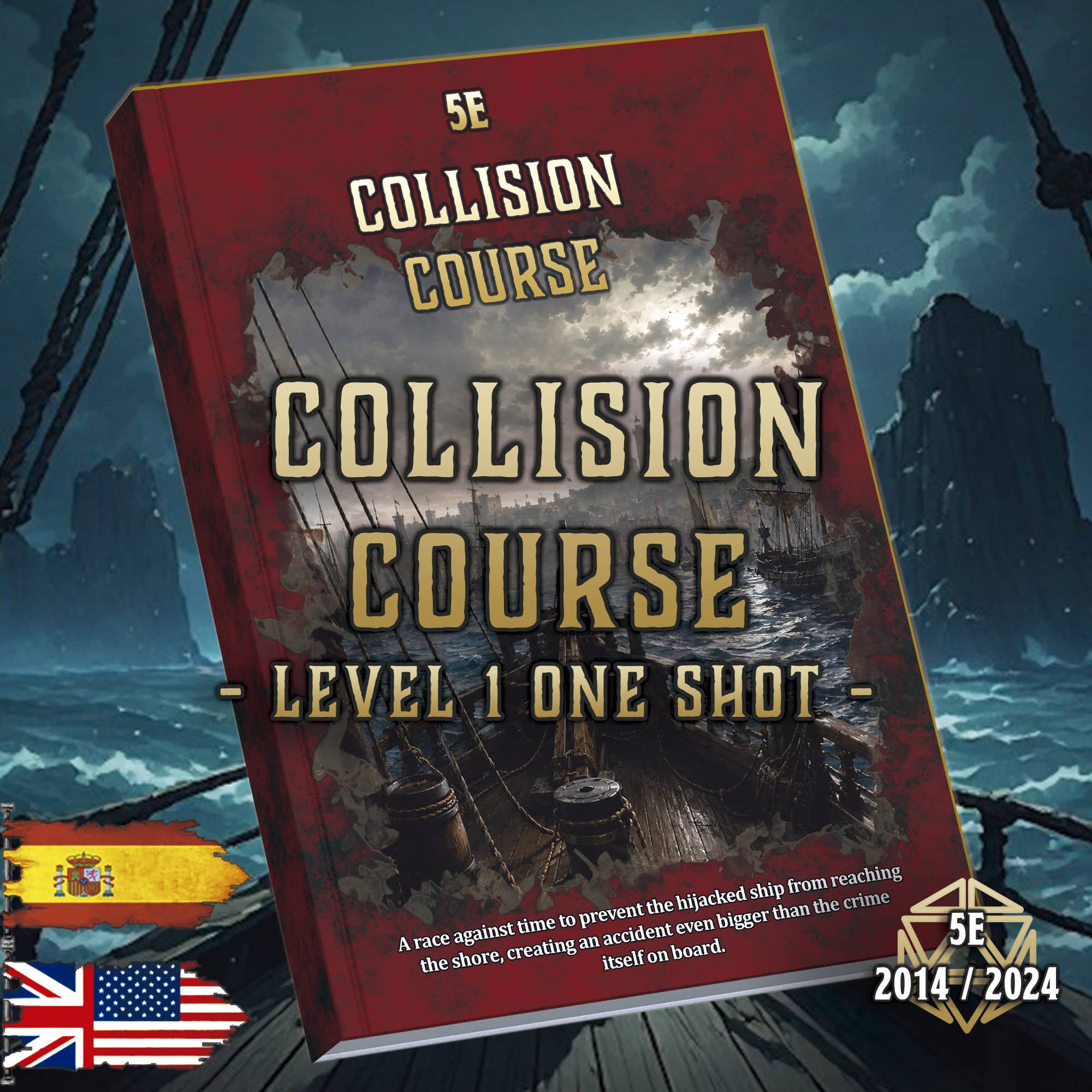 Libro Collision Course nivel 1 One-Shot para D&D 5E 2014 con temática de aventura y misterio