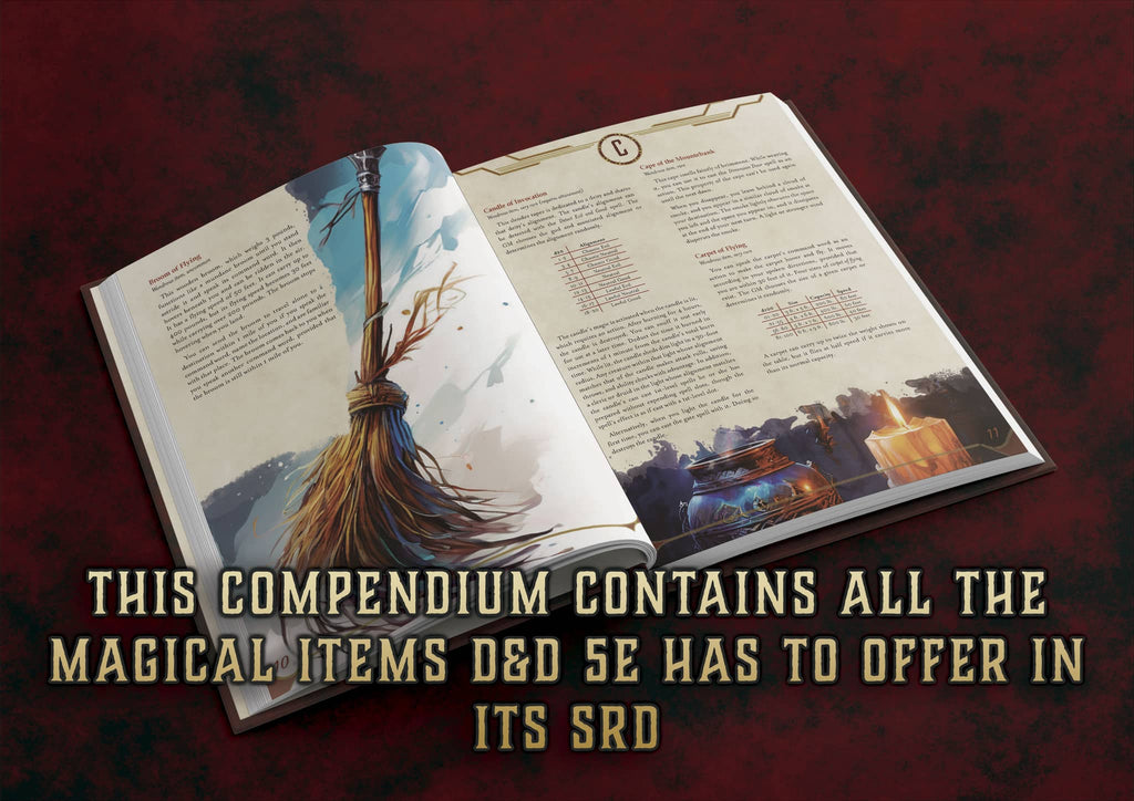 Compendio de Objetos Magicos D&D 5E 2023 con todas las características de ítems mágicos