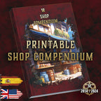 Compendio Tiendas D&D 5E digital imprimible 2014-2024 con ilustraciones temáticas