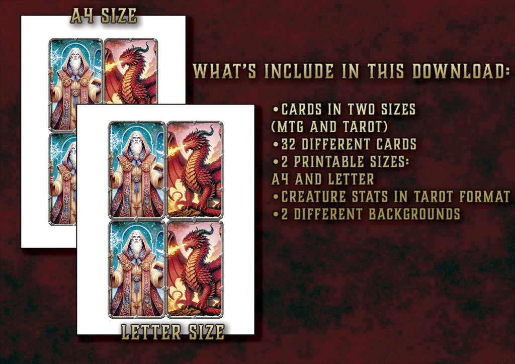 Tarjetas digitales de Cibola Designs en tamanos A4 y Carta con arte para MTG y Tarot