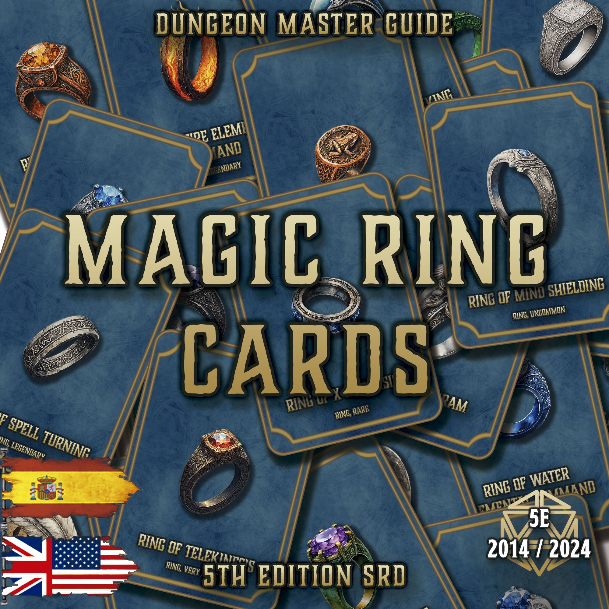 Dungeon Master Guide tarjetas de anillos magicos para juegos de rol en 5 edicion