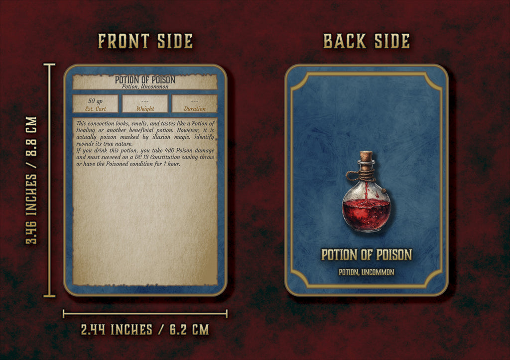 Guía del Maestro de Mazmorras con tarjeta de Poción de Veneno, diseño de Cibola Designs