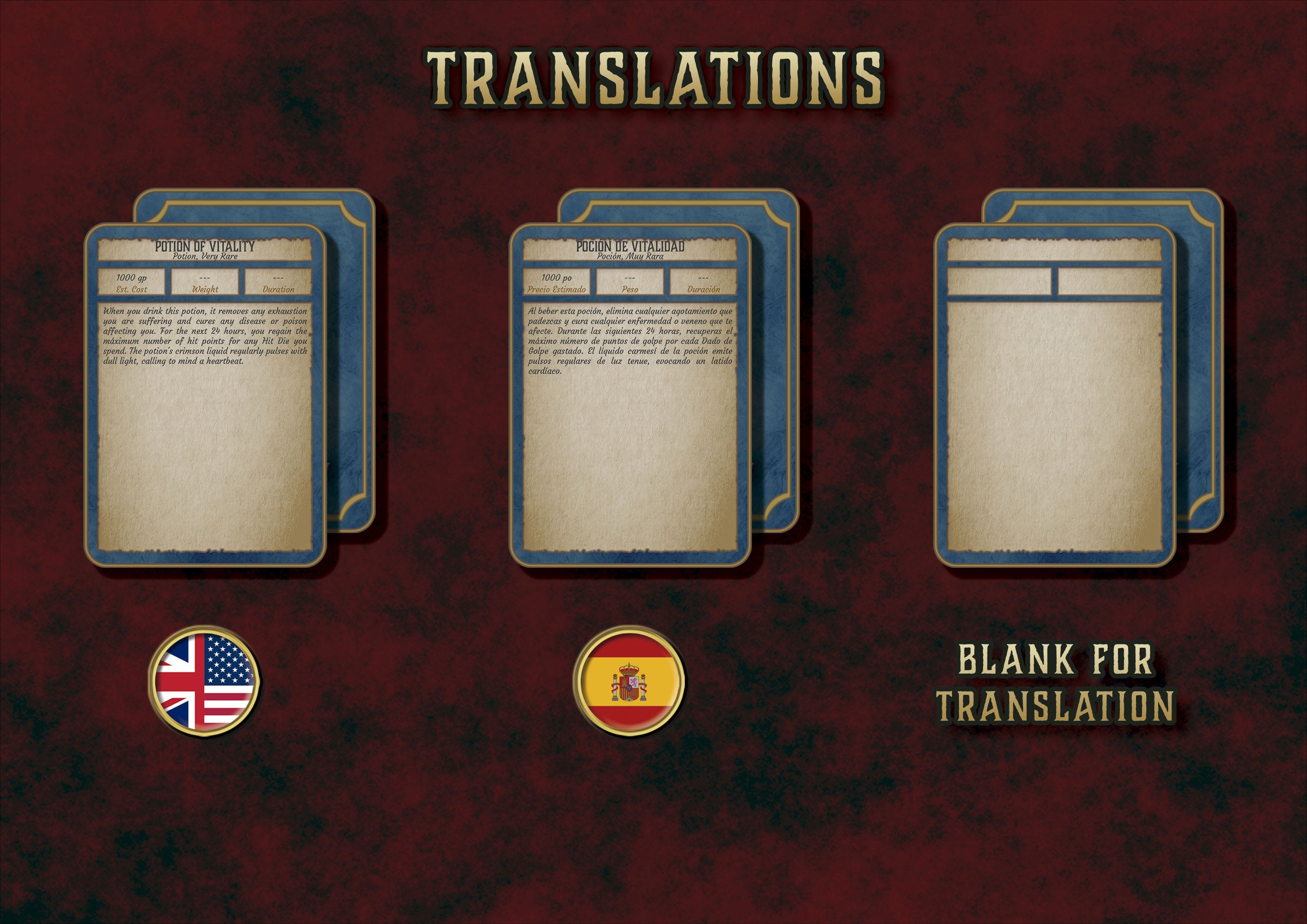 Guía del Maestro de Mazmorras digital de Cibola Designs con cartas en blanco para traducción