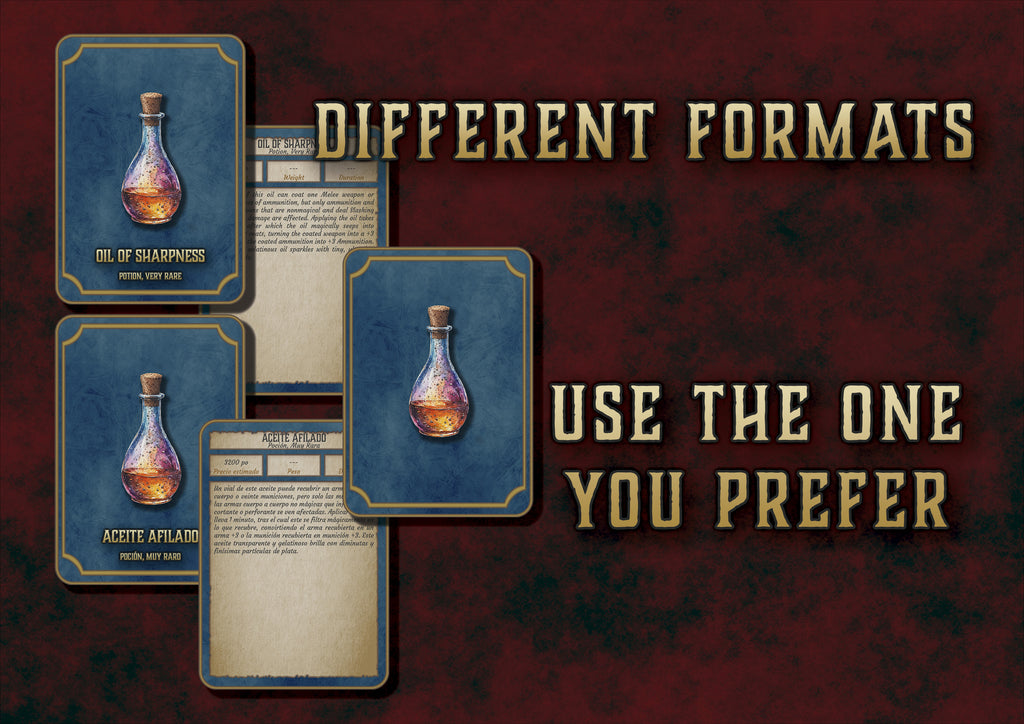 Guía para Dungeon Master con cartas de diferentes formatos para usar en campañas de rol