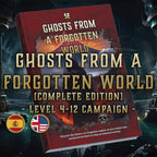 Portada digital de aventura RPG de Cibola Designs Fantasmas de un Mundo Olvidado campaña niveles 4 a 12