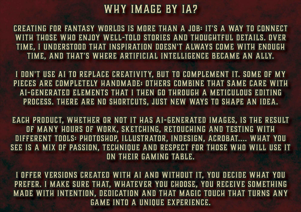 Texto explicativo sobre el uso de inteligencia artificial en la creacion de El Archivo del Aventurero para mundos de fantasia