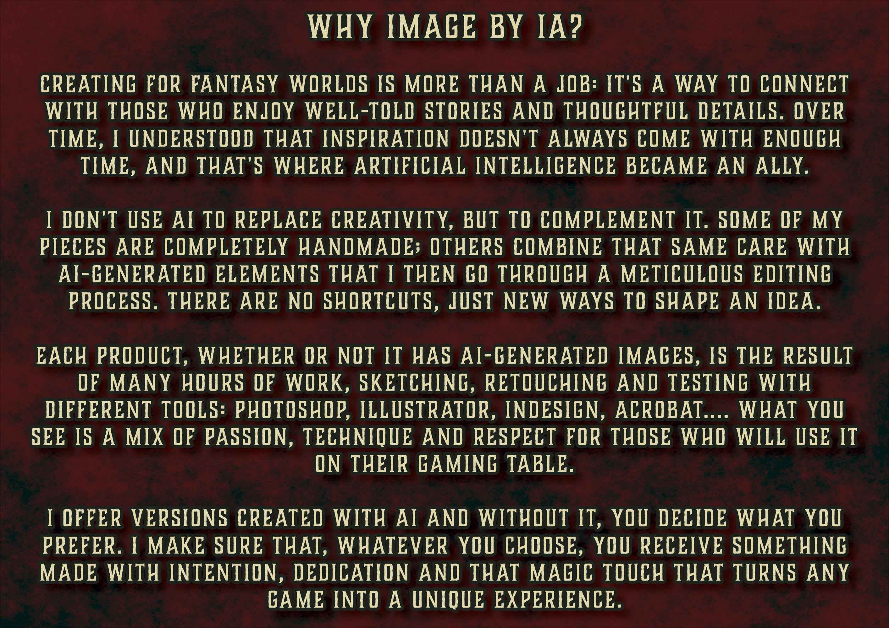 Texto explicativo sobre el uso de inteligencia artificial en la creacion de El Archivo del Aventurero para mundos de fantasia