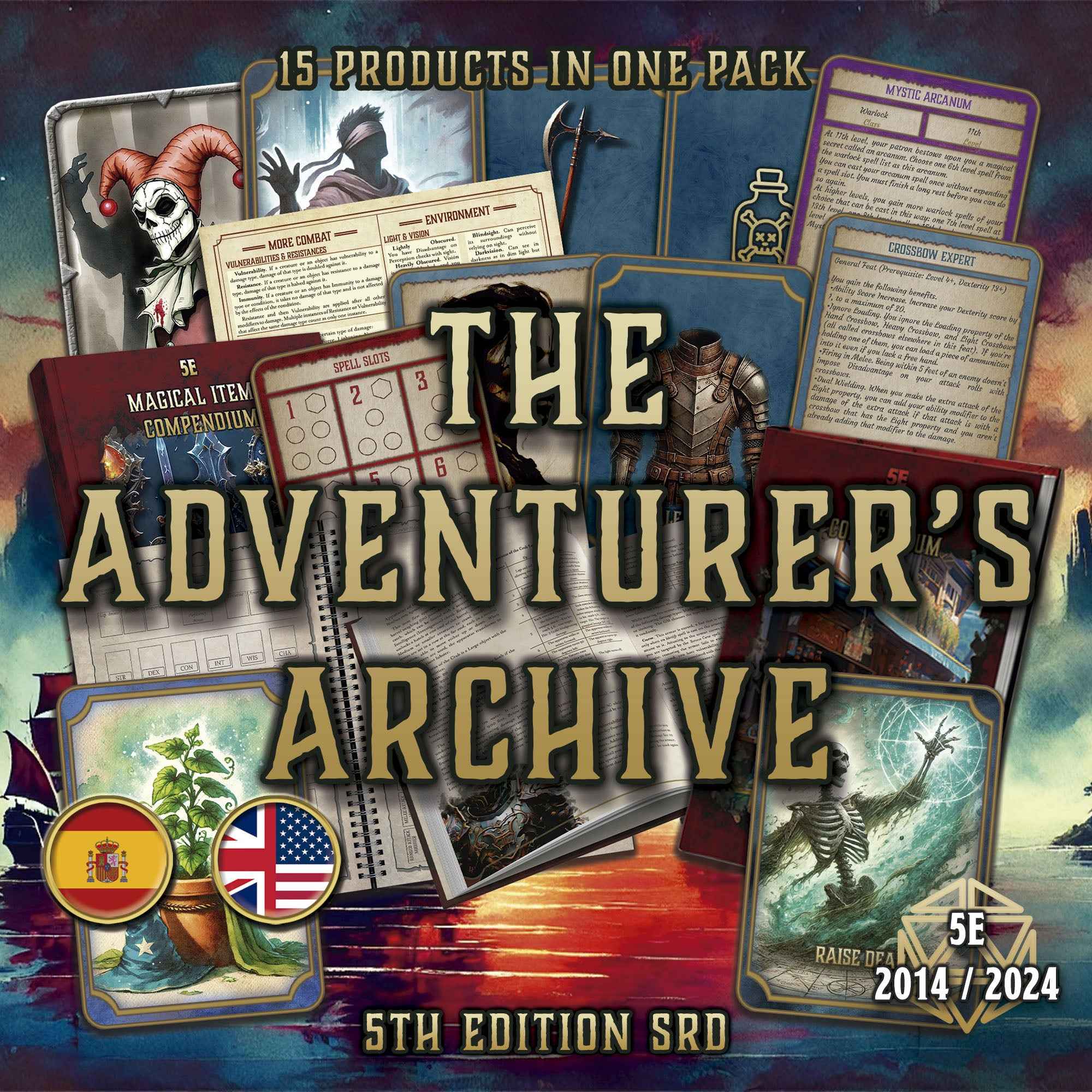 Pack digital El Archivo del Aventurero con 15 productos para juegos de rol y aventuras 5 edicion