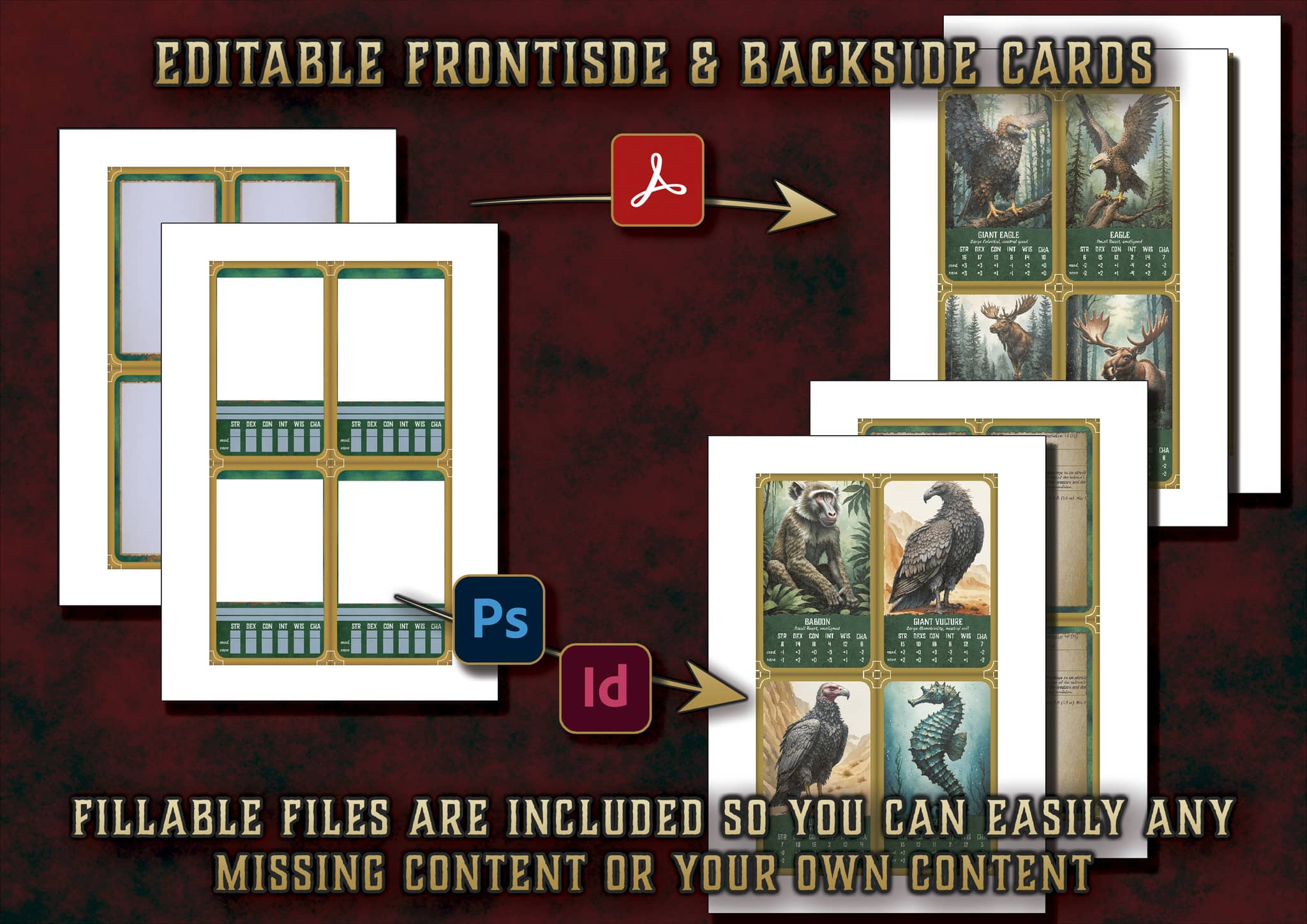 Producto digital Formas Salvajes D&D 5E con cartas editables para un mejor juego en 2023