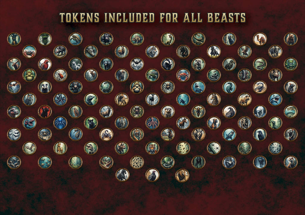 Tokens para bestias, Formas Salvajes D&D 5E 2023, incluidos en el producto digital de Cibola Designs
