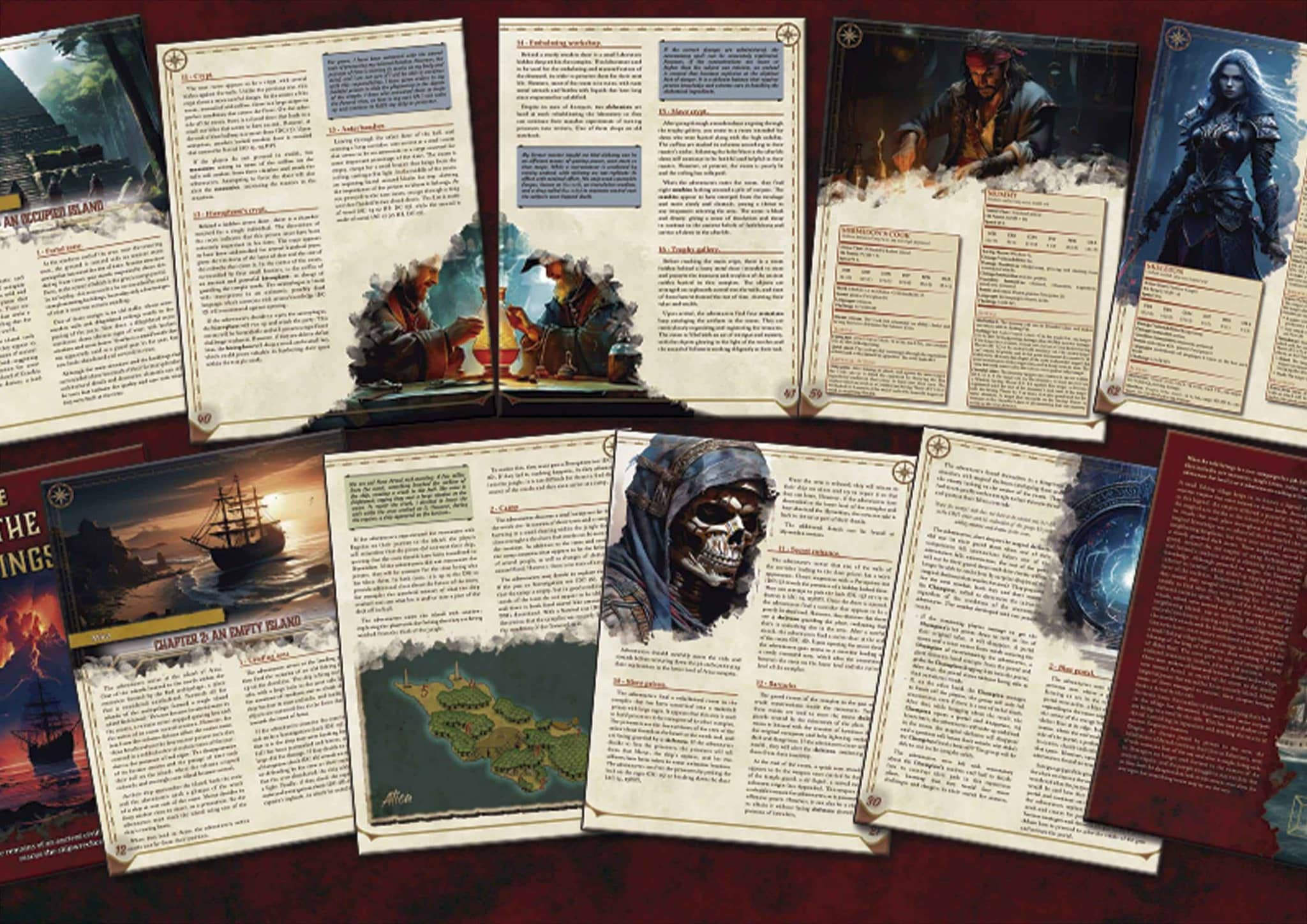 Producto digital Lo que Arrastra la Marea temática D&D 5E con descripciones y mapas detallados