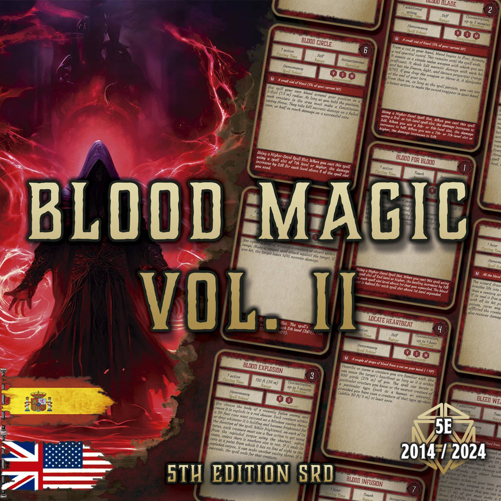 Producto digital magia sangre D&D 5E 2024 con contenido emocionante para campañas de juego