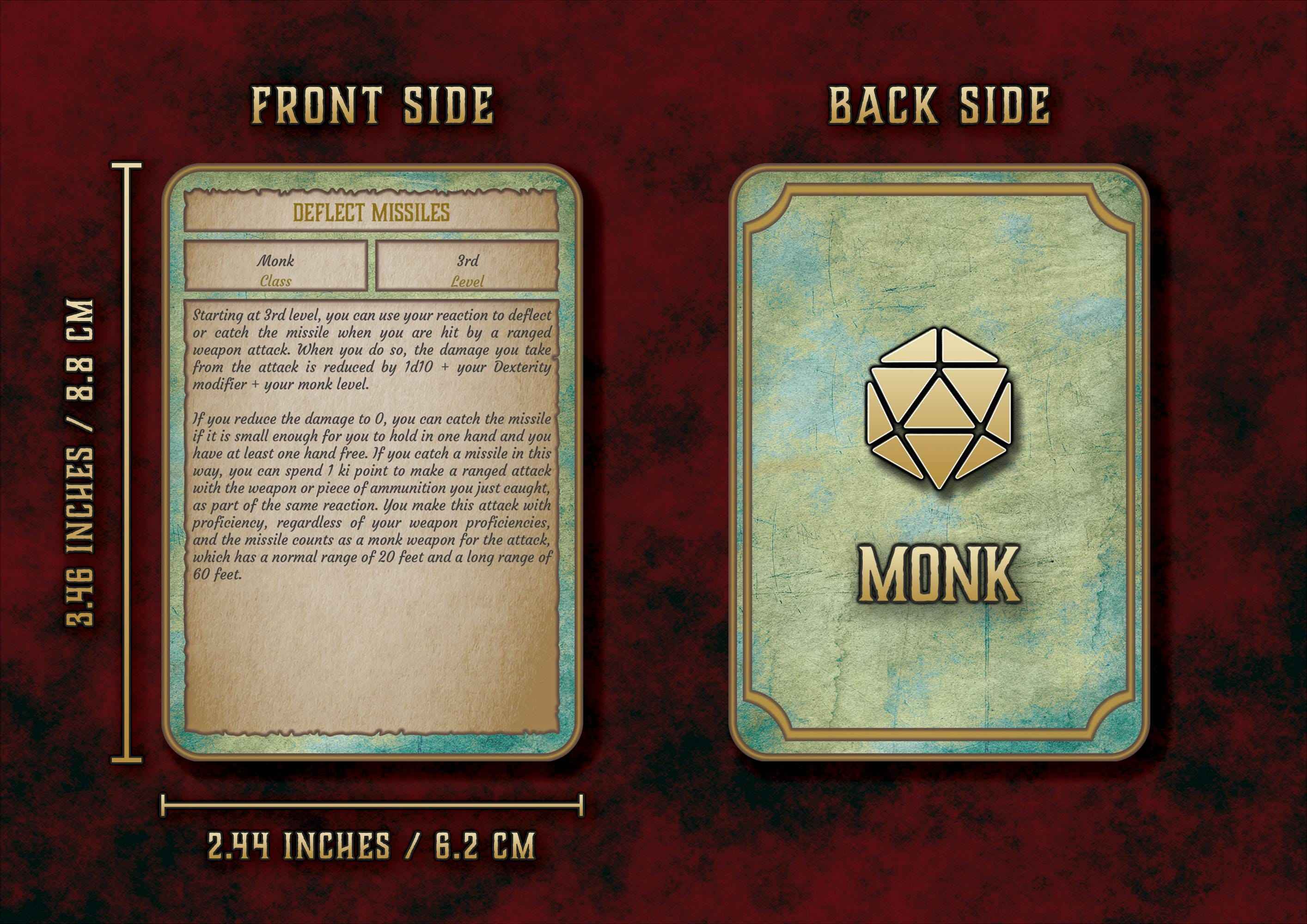 Cartas De Rasgos Y Habilidades DnD 5E Monje 2014 Y 2024 Imprimible Digital