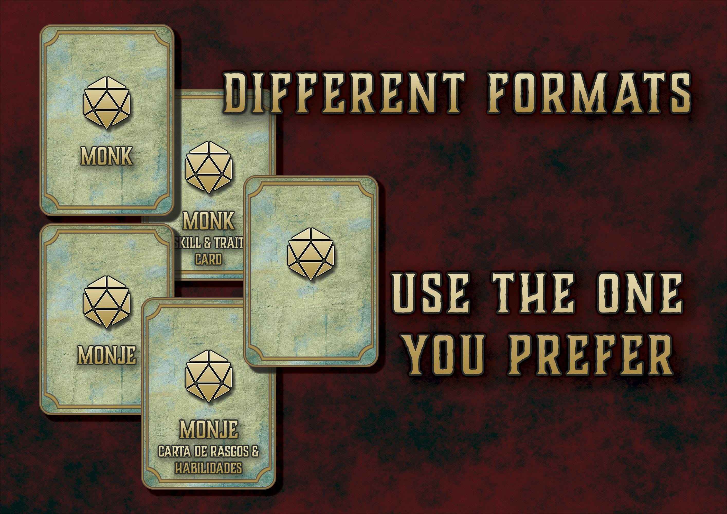 Cartas De Rasgos Y Habilidades DnD 5E Monje 2014 Y 2024 Imprimible Digital
