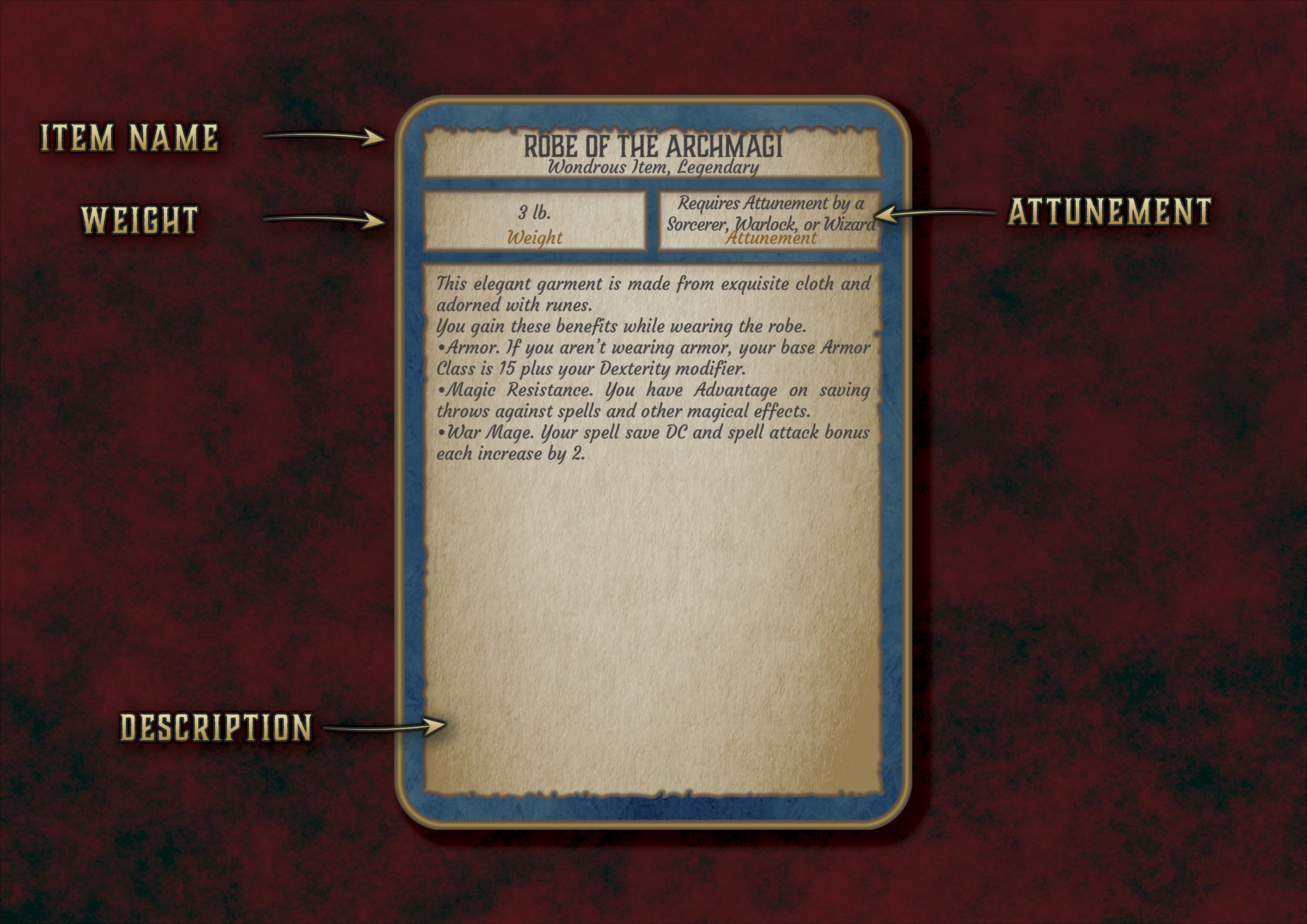 Ropa del Archimago de Cibola Designs, un producto digital con objetos maravillosos para juegos de rol