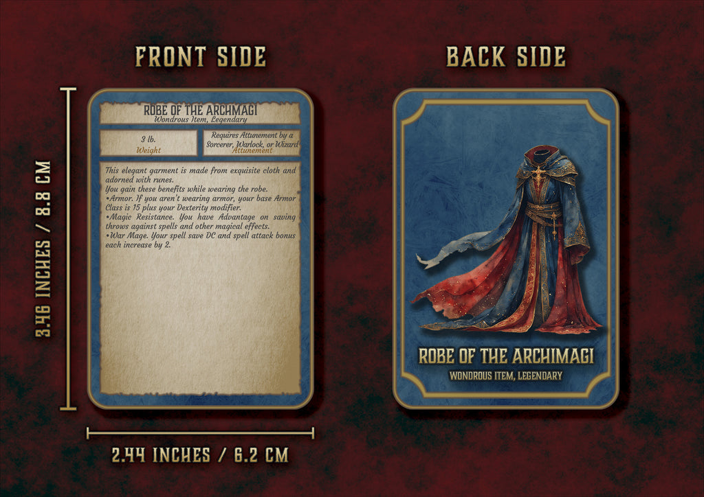 Ropa del Archimago, Objetos Maravillosos, diseño digital con detalles impresionantes en ambos lados