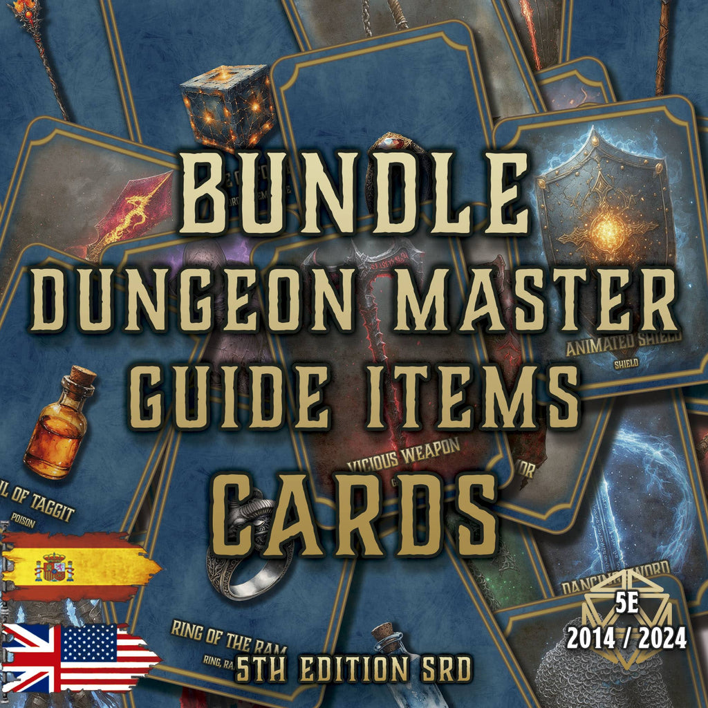 Paquete DMG de cartas para Dungeon Master 5E, ideal para la creación de aventuras