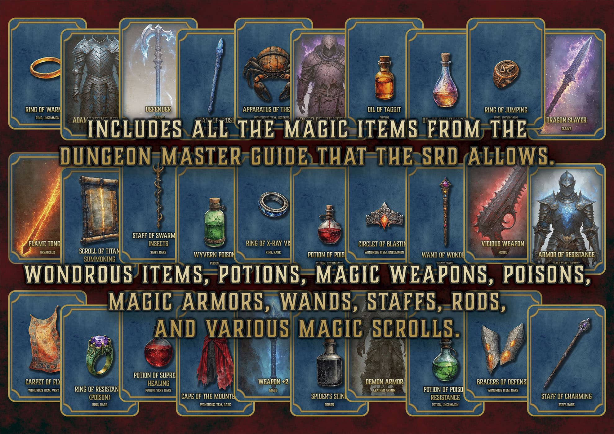 Pack dmg digital de objetos mágicos para D&D 5E con artículos del Dungeon Master Guide