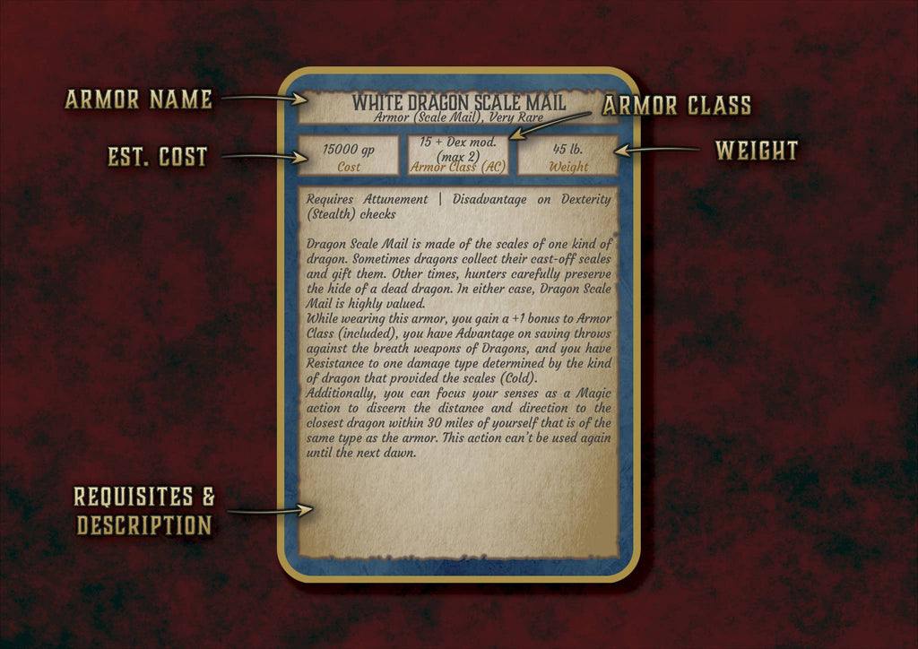 Pack dmg para D&D 5E con detalles sobre armadura de dragón blanco y características