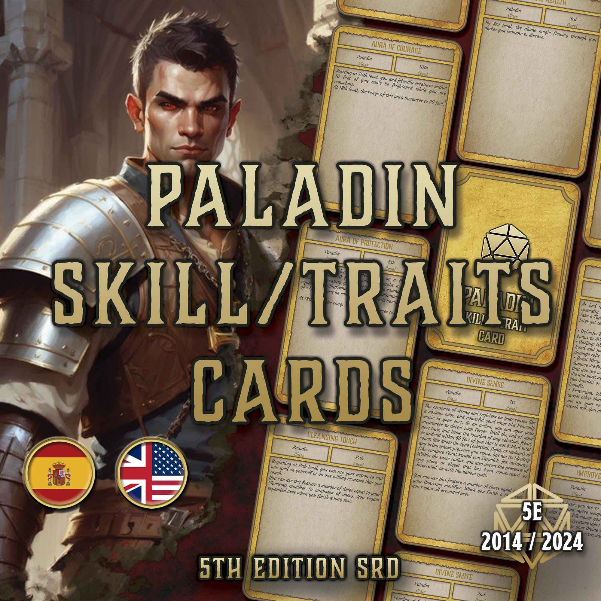 Cartas De Rasgos Y Habilidades DnD 5E Paladin 2014 Y 2024 Imprimible Digital