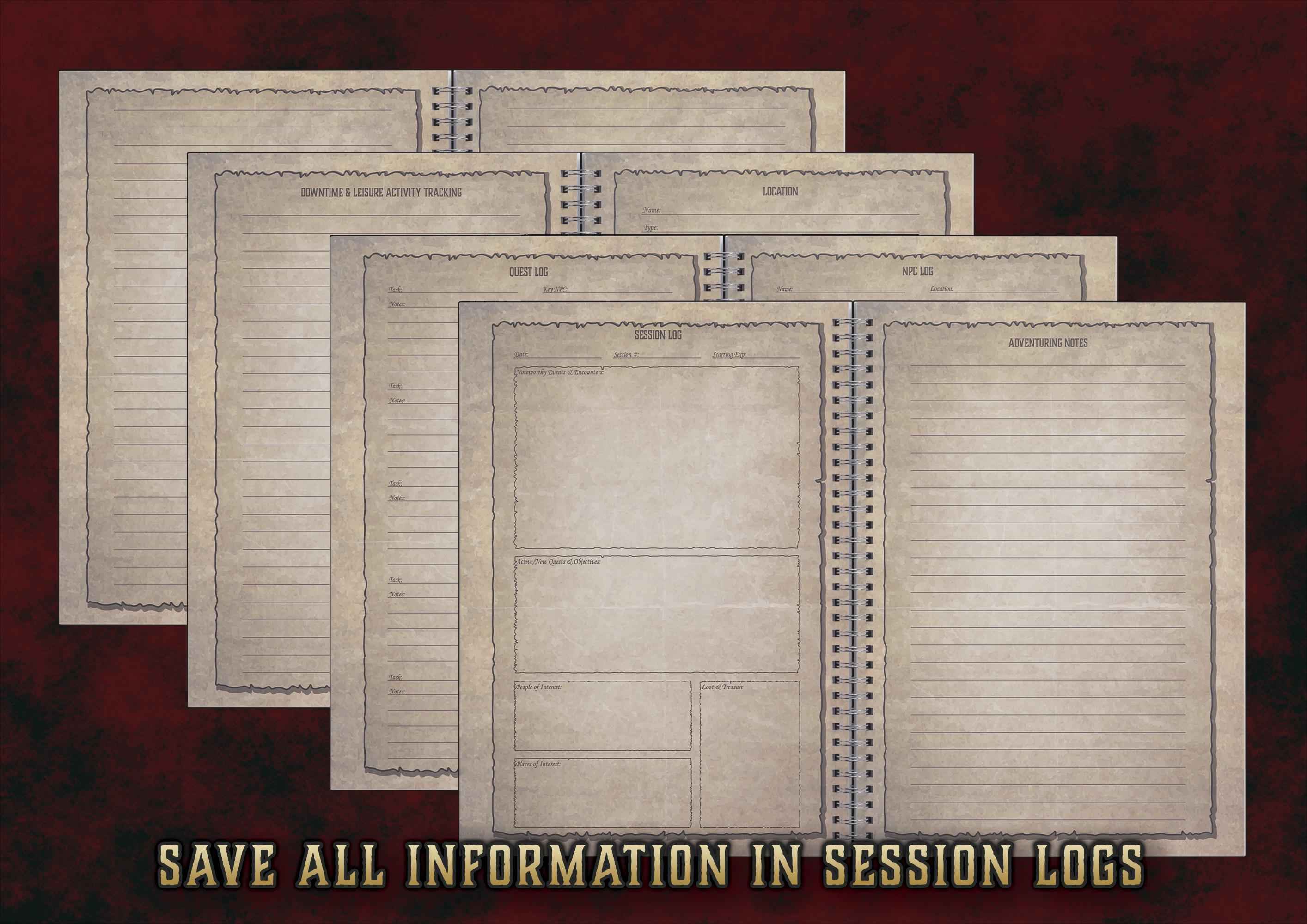 Diario Largo De Personaje DnD 5E 2014 Y 2024 Imprimible Digital