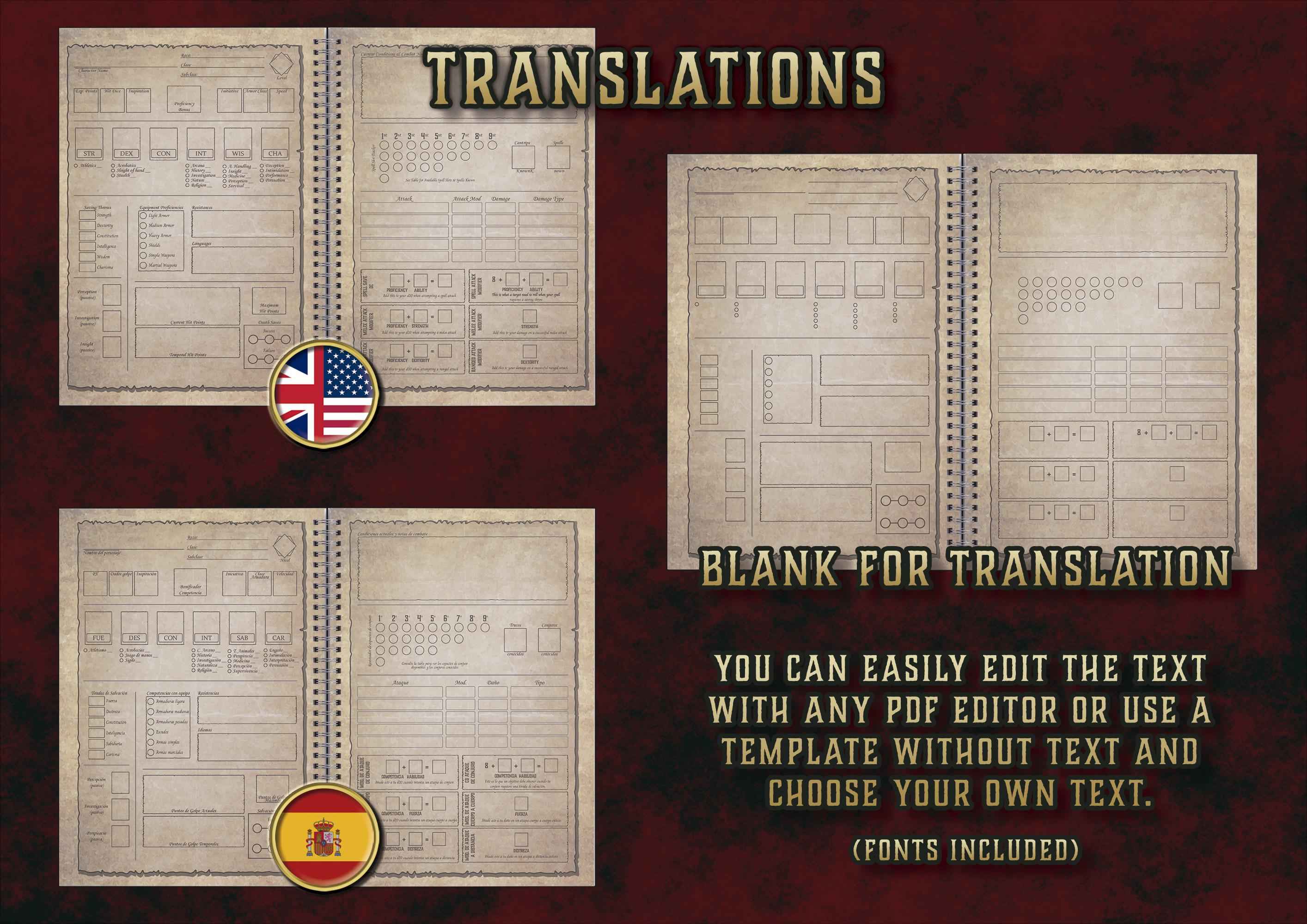 Diario Largo De Personaje DnD 5E 2014 Y 2024 Imprimible Digital