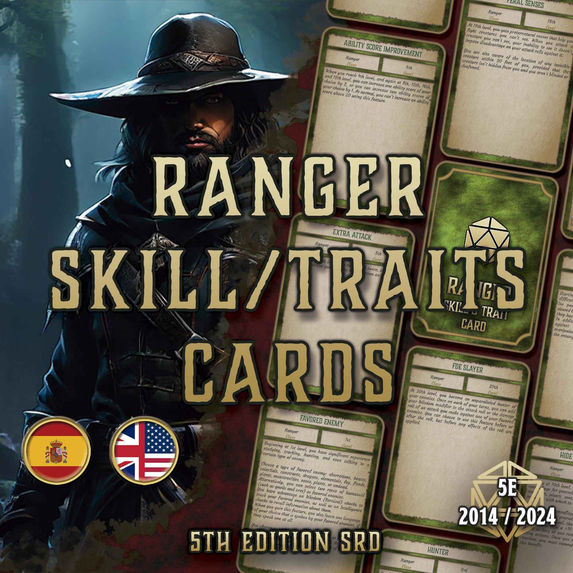Cartas De Rasgos Y Habilidades DnD 5E Explorador 2014 Y 2024 Imprimible Digital