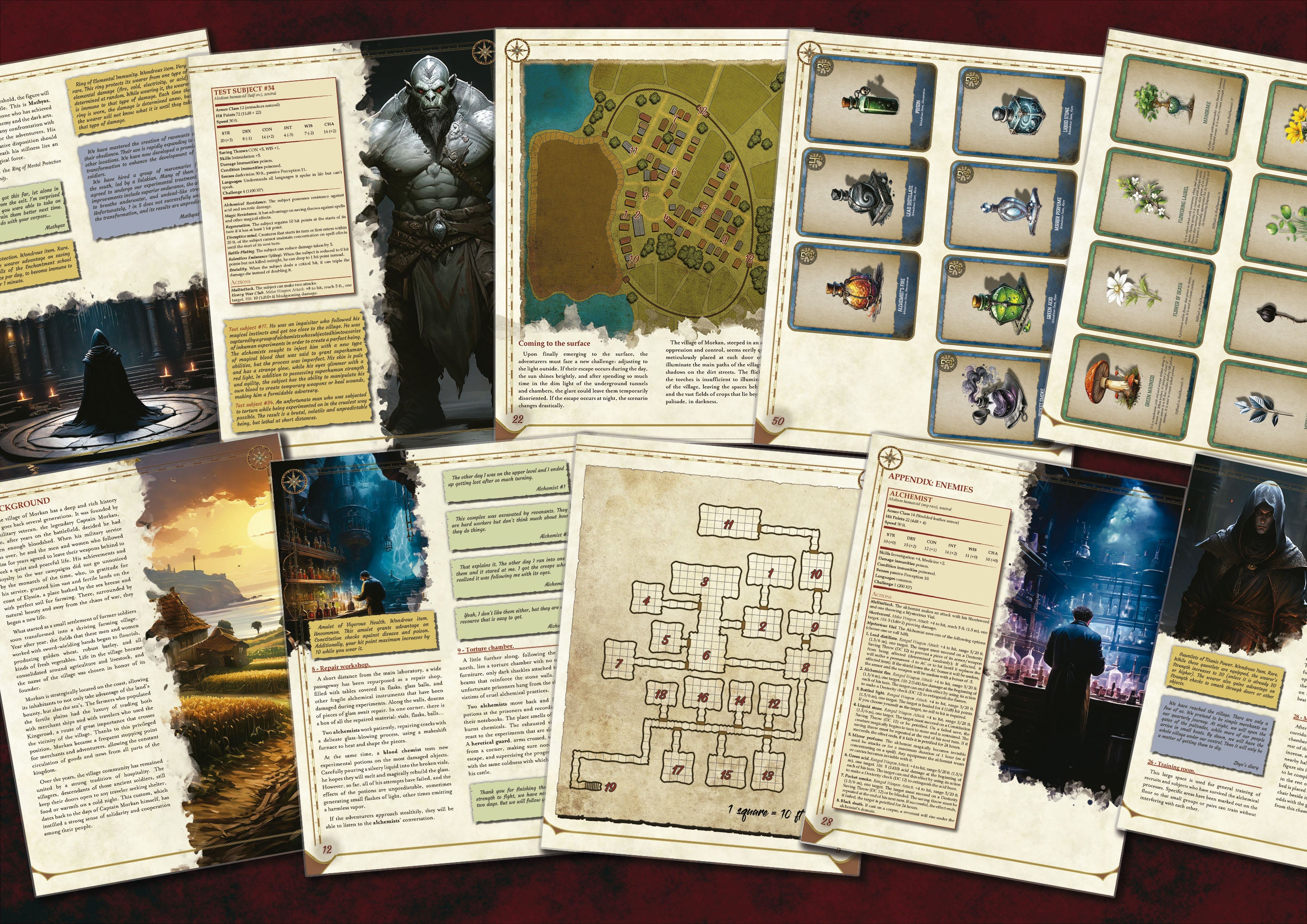 Escenario digital de rol con mapa de mazmorra mapas cartas y fichas para aventura por Cibola Designs