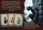 Cubierta digital de Cibola Designs mostrando un monstruo esqueletico junto a cartas de pociones y texto de aventura