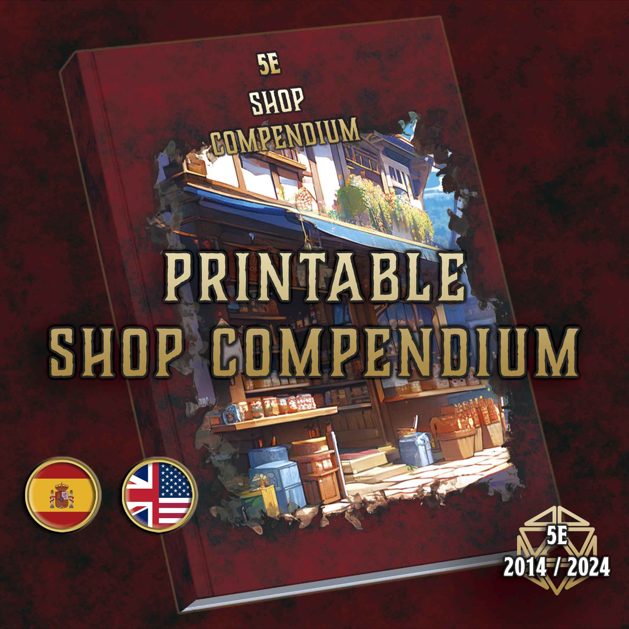 Compendio De Tiendas DnD 5E 2014 Y 2024 Imprimible Digital