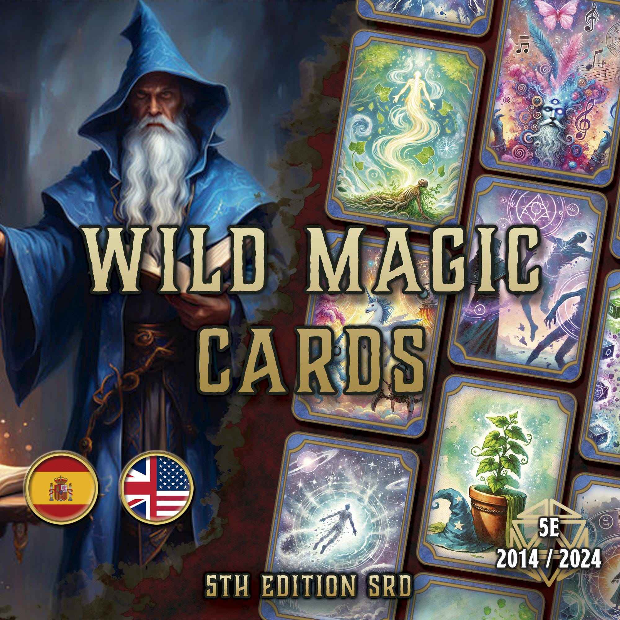 Cartas De Magia Salvaje DnD 5E 2014 Y 2024 Imprimible Digital