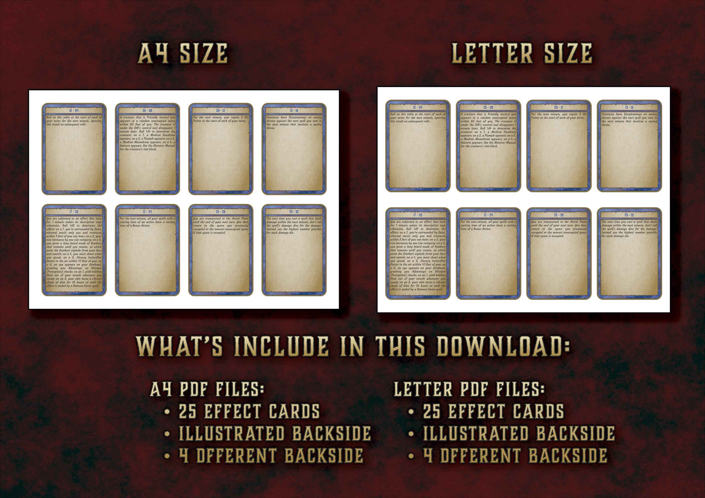 Cartas De Magia Salvaje DnD 5E 2014 Y 2024 Imprimible Digital