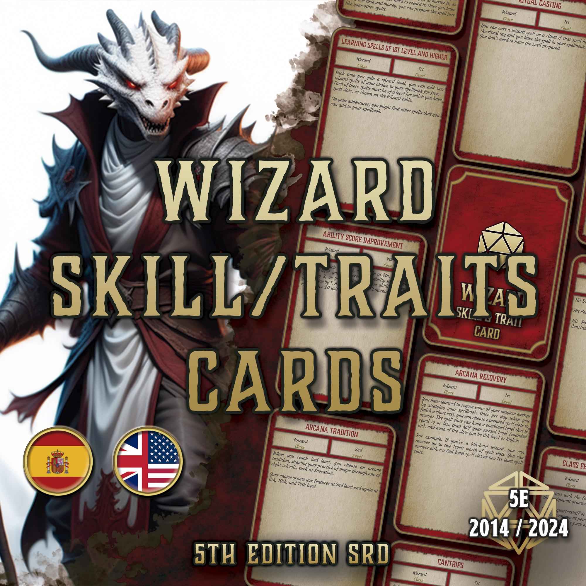 Cartas De Rasgos Y Habilidades DnD 5E Mago 2014 Y 2024 Imprimible Digital